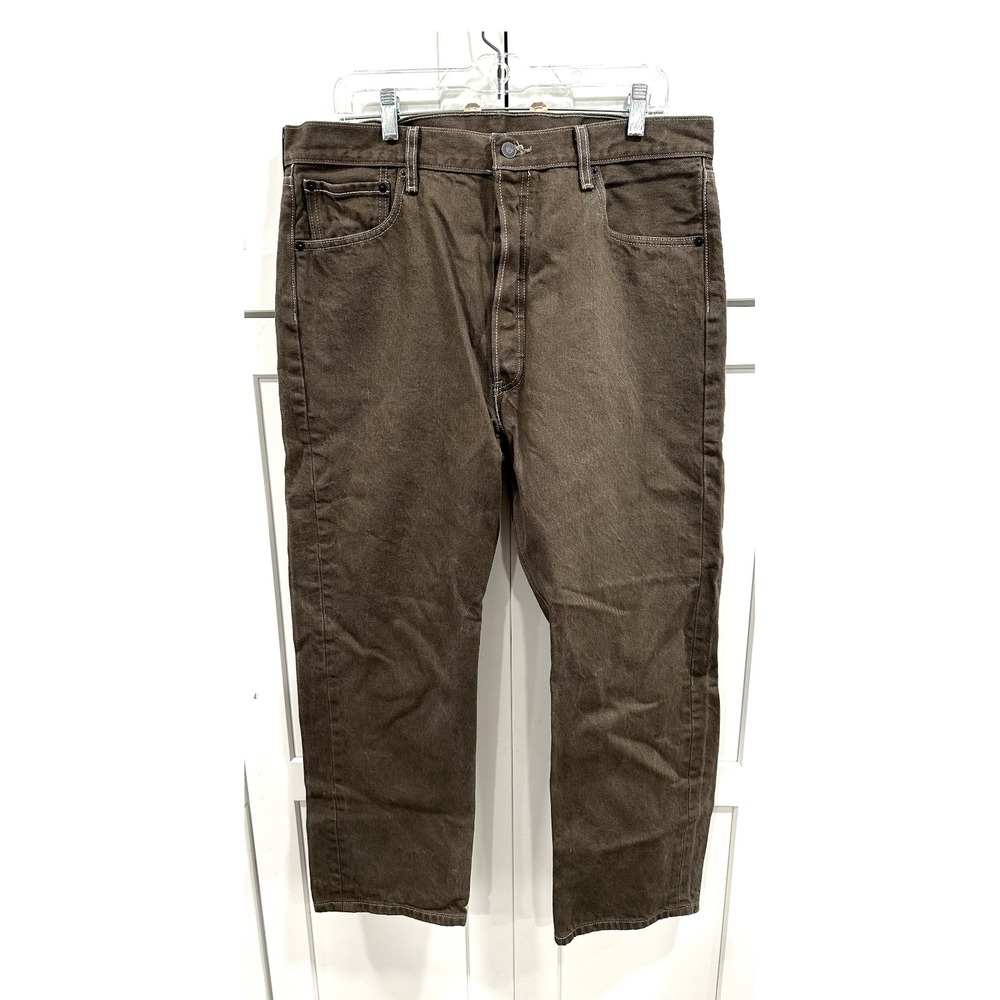 Levi's 501 Jeans Mens W38 L30 Brown Button Fly Straight Leg Denim Pants